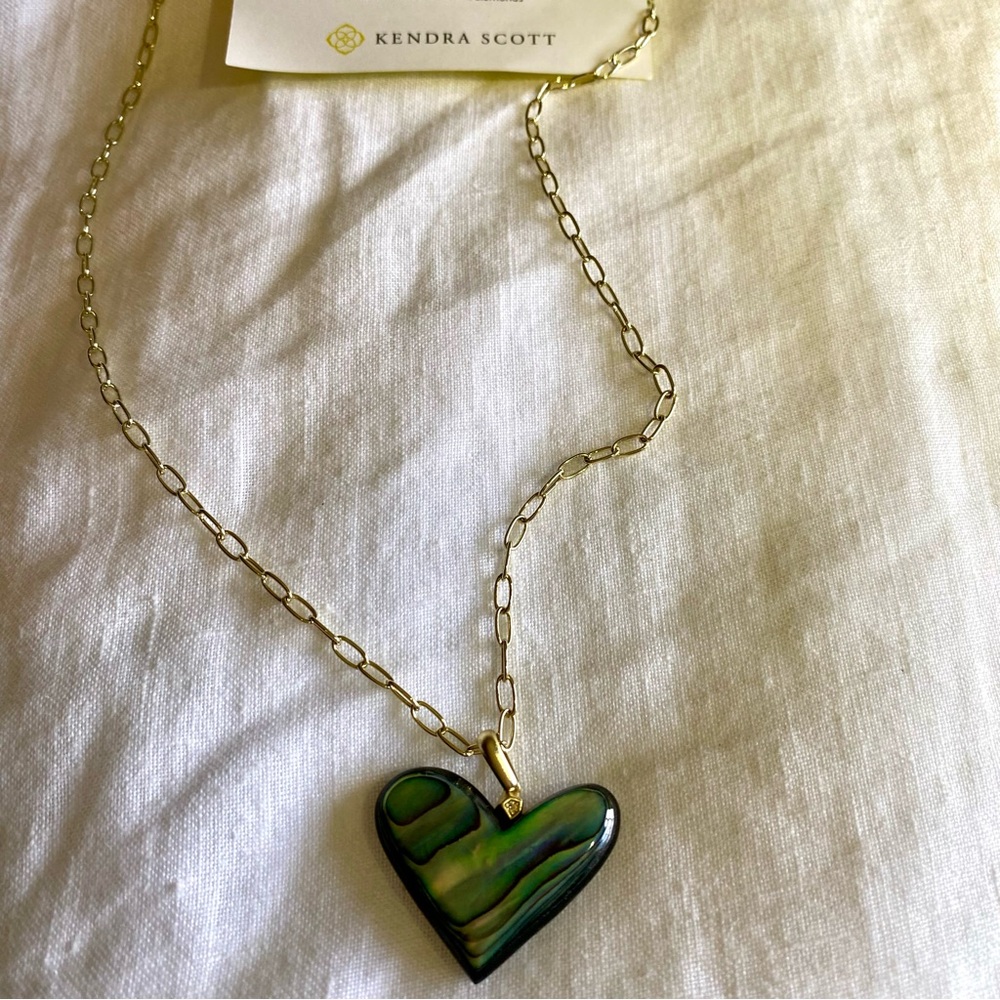 Kendra Scott Green Heart Pendant Necklace